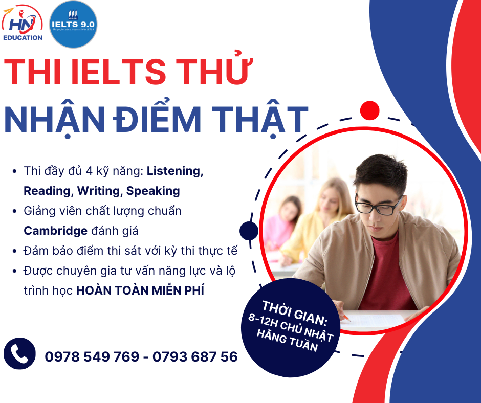 THI IELTS THU 1Học thử – Thi thử IELTS miễn phí với IELTS 9.0